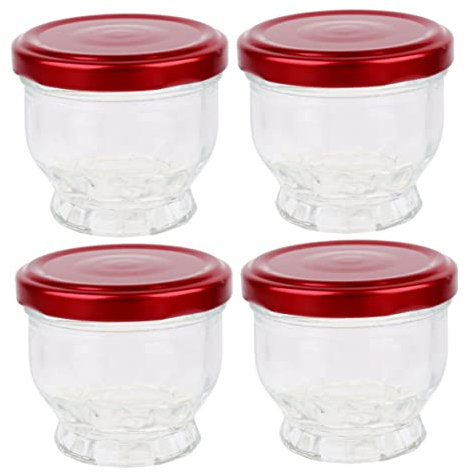 Amosfun 4pcs 75ml Glass Dessert Jars Heat-resistant Pudding Bottles Cubilose Containers for Home Use for Honey and Desserts