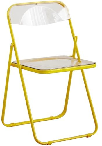 Besucherstuhl Klappbar Klappstuhl Büro Mode Kreative Farbe Transparent Klappstühle, Café-Dekoration Empfangsstuhl, Make-up-Stuhl, Tragfähigkeit 100 Kg(Gelb)