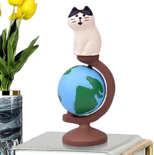 Globo de escritorio | Decoración de escritorio de globo pequeño, globo de escritorio vintage de gato pequeño, decoración de escritorio para escuela, hogar, estudio