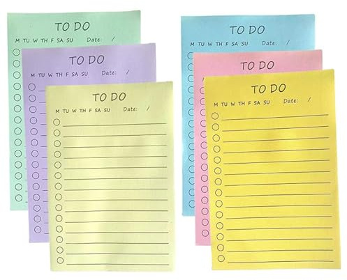 UTHCLO Selbstklebende Notizblöcke 6 Stück Farbig Haftnotizen Mit Linien Für Büro Schule Und Zuhause Tragbare to-do Listen Memo Pads