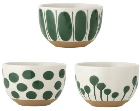 Bloomingville Creative Collection Linora Schale, Grün, Steingut, T12,5xH8 cm, 3er Set, 580 ml