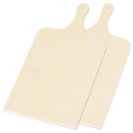 QUARKZMAN Planche à Pizza en Bois 38 x 20 x 0.6 cm, Pelle à Pizza en Bouleau, Ustensiles de Cuisine avec Manche pour Disposer les Pizzas, Lot de 2, S