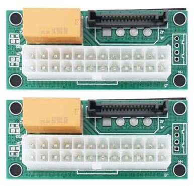 ECSiNG 2-teiliger Mehrfach-Netzteiladapter 24-polig auf SATA Dual Power Synchroner Boot-Adapter für Desktop-Computer Laptop 6,9 X 3 cm