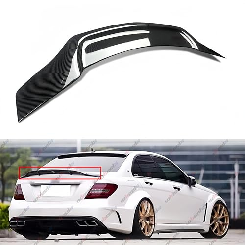 WheelX Rear Spoiler Compatible with 2008-2014 Mercedes Benz W204 C Class, R Style Duckbill Fits for C180 C200 C250 C300 C350 C63 AMG 4 Door Sedan, Trunk Tail Deck Lid Wing Lip (Carbon Fiber Pattern)