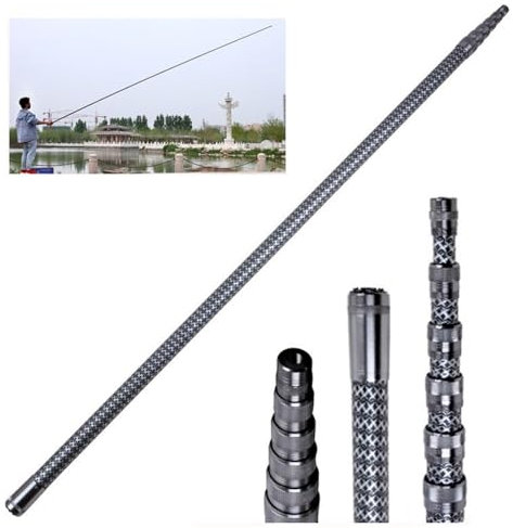 DECAKE Palo telescopico Leggero e Robusto, palo di prolunga telescopico Lungo 9,8-32,8 Piedi, palo Estensibile Multiuso con Foro per Vite Universale Standard da 8 mm (Argento, 9,0 m/29,5