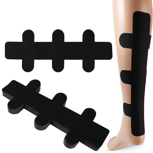 Lot de 30 Bandes de Kinésiologie pour Tendon d'Achille, Ruban Adhésif Imperméable Prédécoupé Tendon d'Achille et Cheville Sans Latex pour Soutien Musculaire du Tendon d'Achille (Noir)