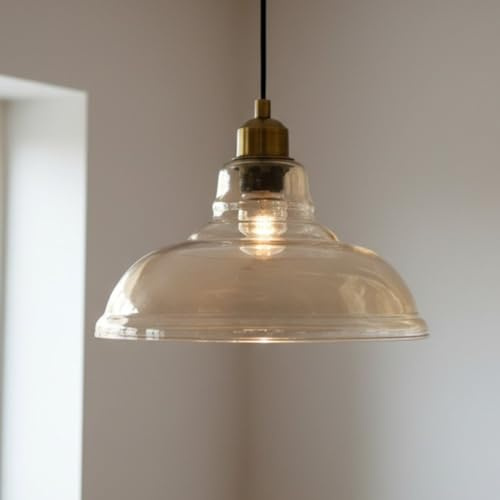 bamyum Vishi Pendelleuchte Vintage Glas, 27 cm Retro Hängelampe Esstich, Pendelleampe Kugel Glas, Küchenlampe Wohnzimmer E27, Glaslampe Hangend Esstich, Lampenschirm
