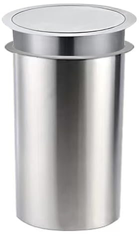 QUSYZD Poubelle en Acier Inoxydable avec Couvercle intégré, Poubelle encastrée avec Couvercle à Rebond Automatique intégré, Couvercle Rond encastré pour comptoir, 200 mm,200mm