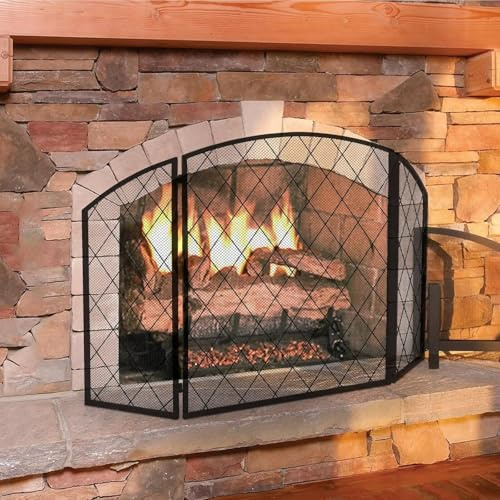 ININOSNP Pantallas Decorativas para Chimeneas Pantalla ignífuga de 3 Paneles de Seguridad for niños, Pantalla Plana for Chimenea, decoración
