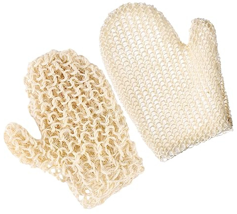 HEATSHAKING 2pcs Body Scrub Mitt Skin Scrubbing Mitt Bathing Gloves Reusable Soft Whole Sisal Hemp Exfoliating Gloves for Unisex Adults Modern Cute Style