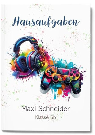 muckki.de Hausaufgabenheft Gamer #3 DIN A5-48 Blatt mit Name und Klasse
