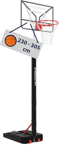 HUDORA Basketballständer RoCo 305 - Höhenverstellbarer, Faltbarer Basketballkorb - geeignet für Indoor und Outdoor - für Kinder und Jugendliche - Basketball Korb mit Ständer - Shadow, grau