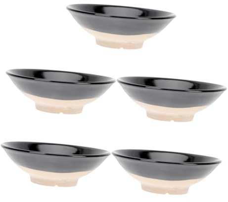 FUNNETOYU Cuencos De Comida Antiguos De Negra 5 Piezas (3 Onzas) Soportes Para Alimentos Resistentes Para Cocina, Fiesta y Camping, Cuencos Prácticos Para Salsa y Condimentos
