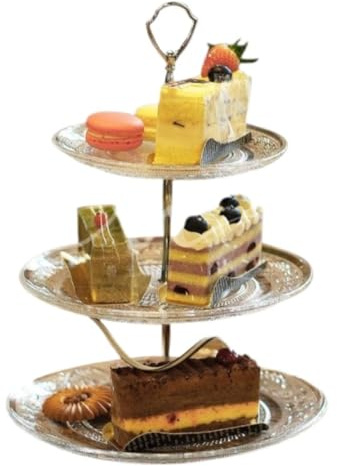 IWENZHKPA Espositore per Dessert Espositore for Torta in Vetro A 3 Livelli, Vassoio da Portata for Matrimonio Alzata Torte