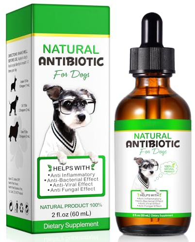Natürliche Antibiotika für Hunde, 60ml Hund Antibiotika, Hunde Antibiotika für Haut Infektionen, Entzündungshemmend, Unterstützt Immunsystem und Allergie Relief - ohne künstliche Zusätze