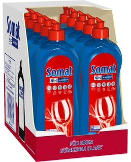 SOMAT 5in1 Klarspüler (10x750 ml), Spülmittel-Zusatz für schnelle Trocknung, Klarspüler für Geschirrspüler verleiht brillanten Glanz auf Gläsern, Geschirr und in der Maschine, bis zu 150 Spülgänge