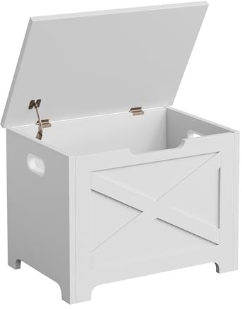 Garvee Banco Almacenaje de MDF, Patas Estilizadas con Patrón en X, para Pasillo Dormitorio Salón, 60×40×45 cm, Color Blanco Mate
