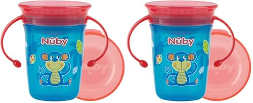 Nuby - Taza Magica 360 con asas 240ml - Agua (Paquete de 2)