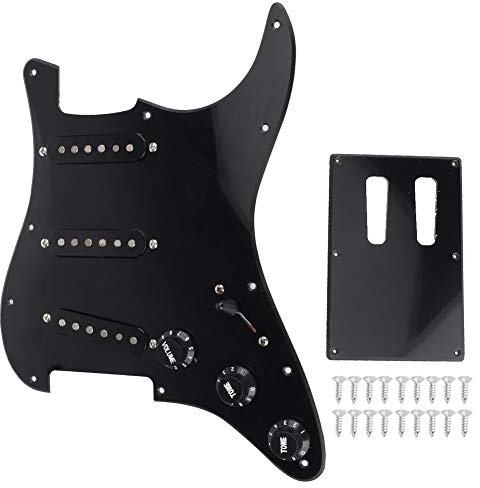 Loaded Pickguard Set with 7 - Band EQ Control | Pre - Wired Pickups for Electric Guitar | Black Replacement Pickguard for Stratocaster/Telecaster