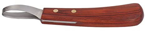 Yosoo Health Gear Coltello per Zoccoli, in Acciaio Inossidabile con Manico in Legno di Gomma per la Cura degli Zoccoli di Cavalli e Bovini
