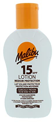 Malibu Sun SPF 15 Lotion, Medium Protection Sun Cream, Water Resistant, Vitamin Enriched,100ml