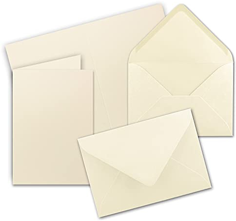 50 Sets - Faltkarten DIN A5 - Vanille mit Umschlägen - PREMIUM QUALITÄT - 14,8 x 21 cm - sehr formstabil - für Drucker geeignet - Marke: NEUSER FarbenFroh
