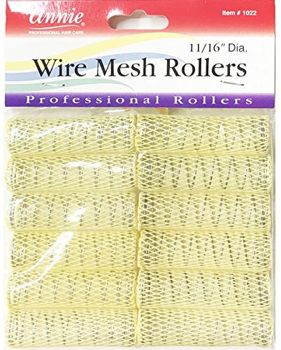 Annie Wire Mesh Rollers #1022, 12 Count Yellow Small 11/16 Inch (4 Pack)