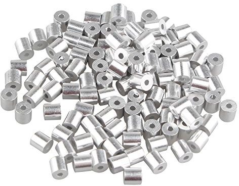 Futheda 100 pcs câble de 1,0 mm câble métallique manches en aluminium Clips à sertir passants Argenté avec un trou