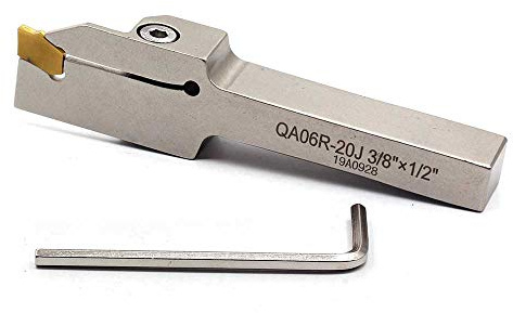 OSCARBIDE 3/8x1/2 Indexable Lathe Grooving Parting Holder Heavy Duty Nickel Plated QA06R-20J Right -Hand Cut Off Tool with GTN-2 Carbide Insert, 1pcs