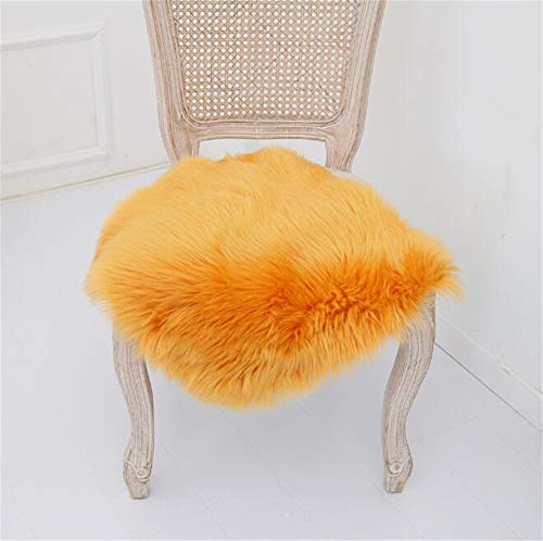 Hava Kolari Teppich Sitzkissen Sitzauflage Schaffell Longhair Faux Lammfell Lammfellimitat Nachahmung Wolle Bettvorleger Sofa Matte (Gelb,50x50cm)