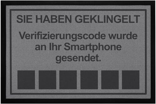 MoonWorks® Fußmatte mit Spruch Sie haben geklingelt Parodie Smartphone witzige Türmatte rutschfest & waschbar Schwarz 60x40cm
