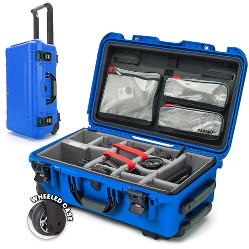 NANUK 935 Pro Photo Kit – Wasserdichter Hartschalenkoffer für Kameras, mit gepolsterten Trennwänden und Rollen, 56 x 36 x 23 cm – Staubdicht und stoßfest, Handgepäck (Blau)