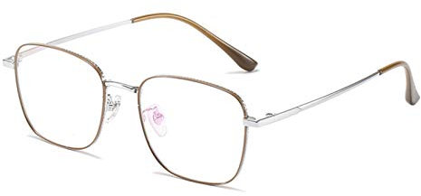 Protection Eye Vision Blue Light Blocking Glasses, Computer Reading Glasses, Gaming Glasses, Tv Glasses for Women Men (Color : Brown silver)