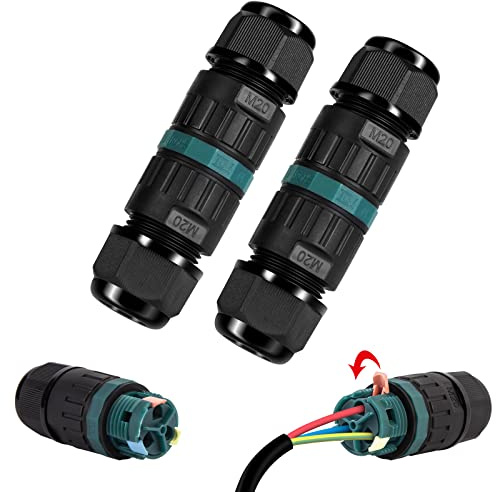 Kabelverbinder Wasserdicht IP68 - Kabelverbinder Wasserdicht 3-polig Erdkabel Verbindungsmuffe für Ø5-12 mm Kabeldurchmesser, 2 Wege Wasserdichte Abzweigdose IP68 für Garten, Outdoor, Boden (2 Stück)