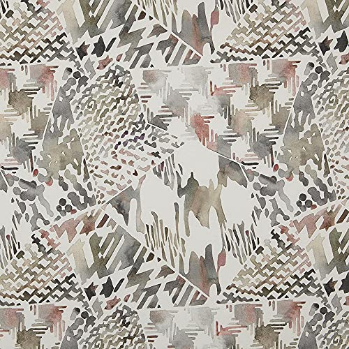 Kt KILOtela - Dekostoff Halbpanama, Digitaldruck, Bio-Baumwolle, Leichte Bezüge, Kissen, Tischdecken, Gardinen, Vorhänge, 100 cm Länge x 280 cm Breite, Geometrische Collage, Braun, Grau - 1 Meter