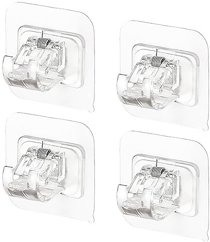 Greyoe - Soporte para barra de cortina, ganchos adhesivos transparente de 4 piezas, para cocina, cuarto de baño