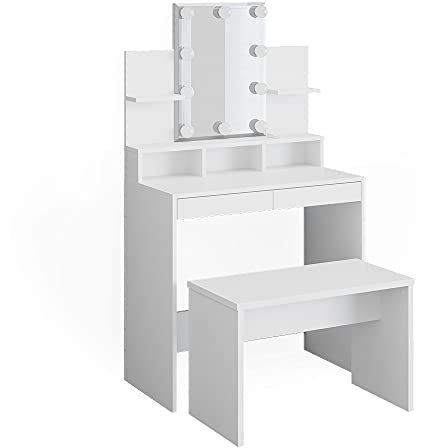 Vicco Schminktisch Weiß Ania 80x139.6x40 cm - Frisiertisch, Platzsparend und funktional zugleich