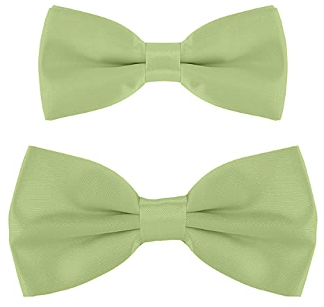 DonDon Vater-Sohn Fliegen Set im Partnerlook, bereits gebunden und verstellbar - Lindgrün