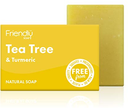 Friendly Soap Handmade Natural Tea Tree & Turmeric Soap - Silky, Therapeutic, Antibacterial 95g