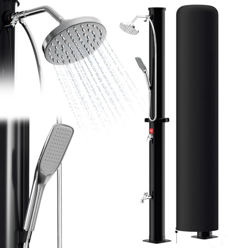 SWANEW Ducha Solar de 20 litros de Ducha de jardín con Tapa Protectora, Cabezal de Ducha orientable de 180°, Ducha de pies integrada, máx. 60 °C sin conexión de Electricidad