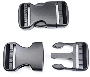 BAIWOAK Fibbia a sgancio laterale 15 mm/20 mm/25 mm/32 mm/38 mm/50 mm in plastica clip fibbia di ricambio per zaino fibbia di ricambio per cinturino, Nero, 32mm-2Sets