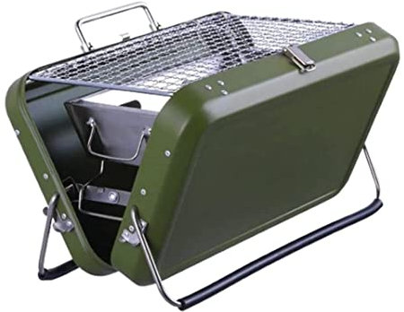 Kolgrill Picknick Grill Träkolgrill Kolgrill I Gjutjärn Liten Bärbar Grillgrill Med Bekvämt Handtag I Rostfritt Stål Kolgrillar Picknickgrill (Color : Green)