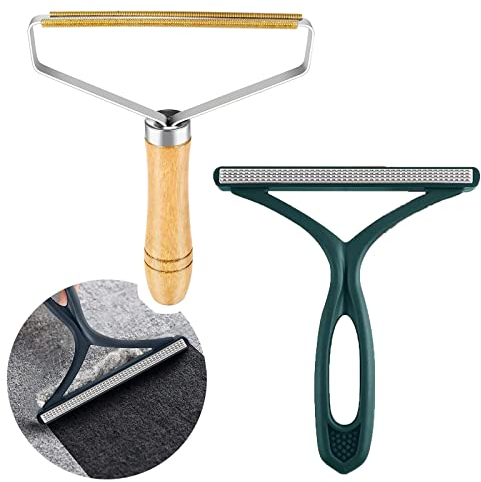 BHW Fusselrasierer Tierhaarentferner,Tragbarer Fusselentferner Katzenhaarentferner Fusselbürste Kleiderbürste für Sweater Woven Coat, Teppich, Strick, tierhaar, Manuell, Holz (2, 5)