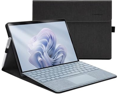 Omnpak Hülle für Microsoft Surface Pro 11/10/9 Case 13 Zoll,Schwarz | Lightweight Protective,, Multiple Angle, Stylus Holder,, stoßfest, präzise Aussparungen
