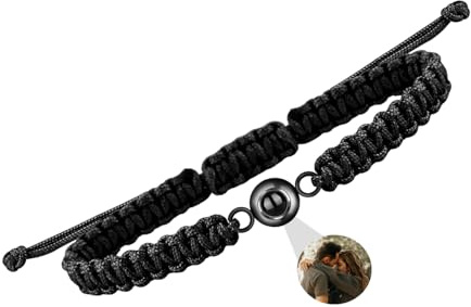 Aina Lighting Personalisiertes Foto Projektion Armband für Frauen Herren Personalisiertes Foto Armband Runder Anhänger Muttertag Geburtstag Jahrestag Erinnerungsgeschenke für Sie Ihn
