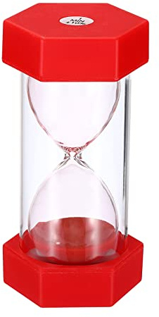 PATIKIL 1 Minute Sable Minuteur, Hexagon Petit Sablonneux Horloge avec Plastique Couverture, Compte à Rebours Sable Verre pour Jeux, Cuisine, Fête Favorise Bricolage Décoration, Rouge