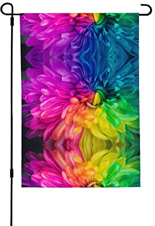 Schöne Regenbogen-Blumen, Chrysanthemen, bedruckte Gartenflagge, 71,1 x 101,6 cm, doppelseitige Flagge, saisonale Bauernhaus, Hof, Outdoor-Dekoration