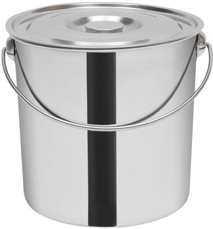 20 l hink i rostfritt stål med lock, metallhink mjölkhink rostfritt stål hink ishink spannmålsbehållare kökskorg champagnekylare ihink, rostfritt stål behållare för kök mat