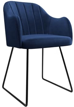 Mirjan24 Esszimmerstuhl Fyzei, B:52 x H:78 x T:56 cm, Polsterstuhl Beine aus Metall Gepolsterte Sitzfläche und Lehne Stuhl für Arbeitszimmer Esszimmer Küchenstuhl (Schwarz/Magic Velvet 2216)
