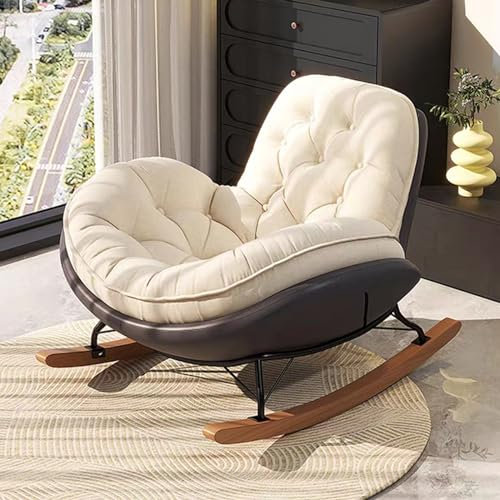 NRNQMTFZ Schaukelstuhl Wohnzimmer,chaukelstuhl Schaukelsessel Relaxstuhl Sessel mit Armlehnen und gepolsterter Sitzfläche,Metallgestell und Holzsockel(100 * 101 * 72cm/39.4 * 39.7 * 28.3in)